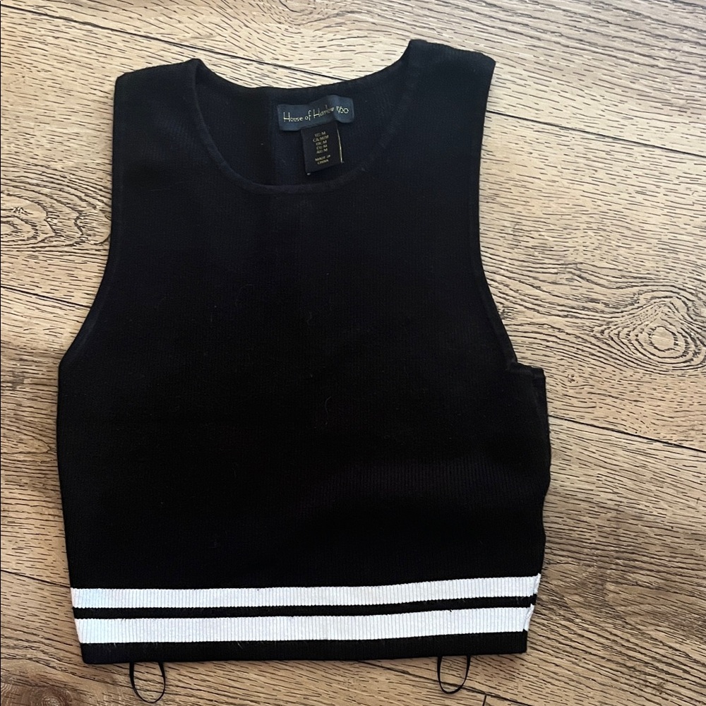 House of Harlow 1960 Black Tank Top with White Stripes